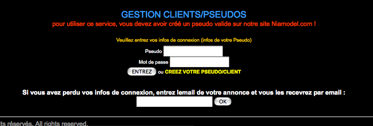 Gestion clients/pseudos